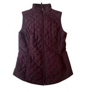 Van Heusen Quilted Vest Womens Size XXS Dark Purple Quilted Diamond Full Zip Lay